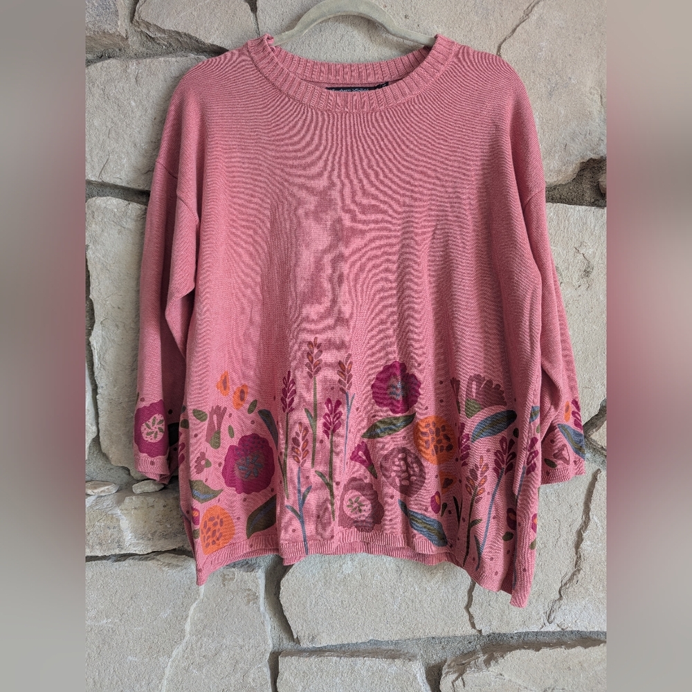 Gudrun Sjödén Noon Sweater In Peony Pink Cotton